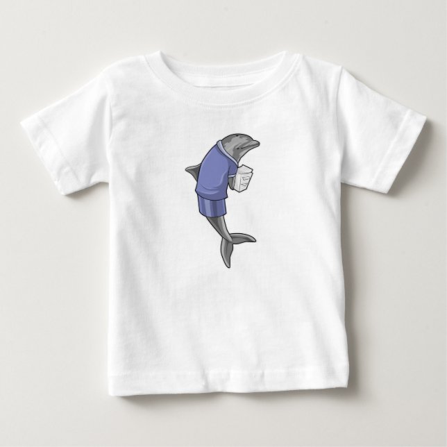 Dolphin som sekreterare med pappra stapeln t shirt (Framsida)