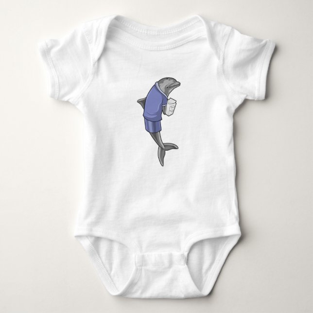 Dolphin som sekreterare med pappra stapeln t shirt (Framsida)