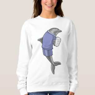 Dolphin som sekreterare med pappra stapeln t shirt