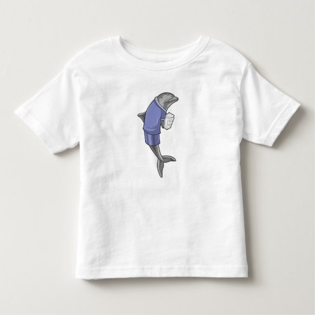 Dolphin som sekreterare med pappra stapeln t shirt (Framsida)