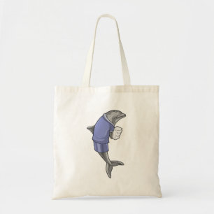 Dolphin som sekreterare med pappra stapeln tygkasse