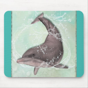 Dolphin Splash Around i Coola Grönt Vatten Musmatta