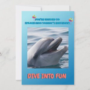 Dolphin Splash Födelsedag  Inbjudningar