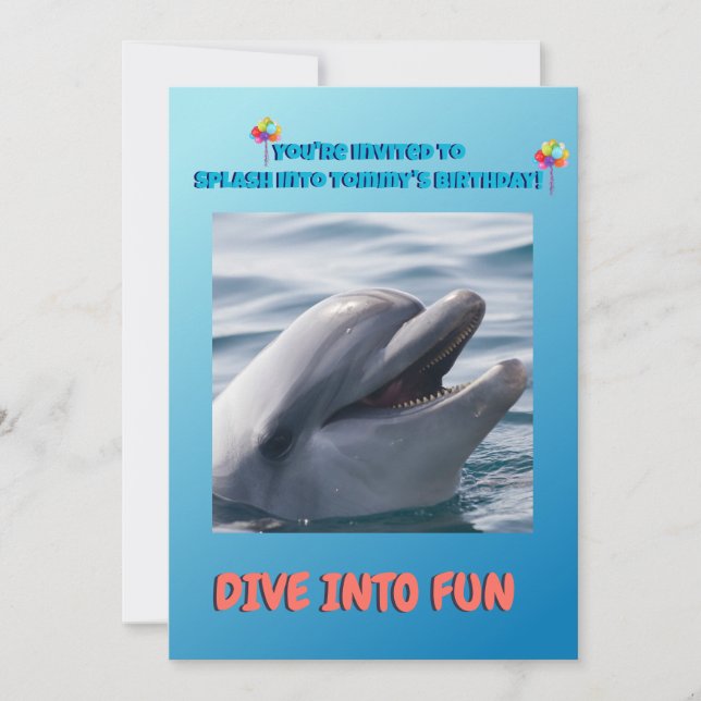 Dolphin Splash Födelsedag  Inbjudningar (Framsida)