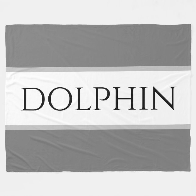 DOLPHIN Sporty Grått Black White Nautical Rand Fleecefilt (Framsidan (Horisontell))