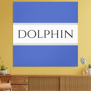 DOLPHIN Sporty Roligt Summer Blue White Grått Rand Canvastryck