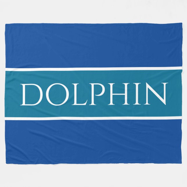 DOLPHIN Sporty Wide Blue White Nautical Rand Fleecefilt (Framsidan (Horisontell))