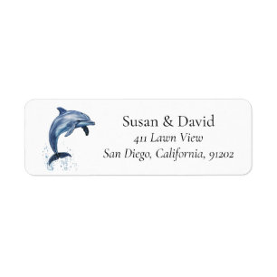 Dolphin Stänk Marine Life Returadress Etikett