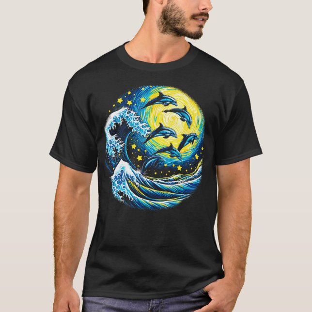 Dolphin Starry night T Shirt (Framsida)