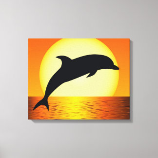 Dolphin Sunset Bild på Gallery Wrapped Canvas