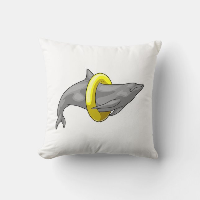 Dolphin Swimming Livbuoy Kudde (Framsida)