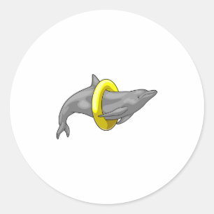 Dolphin Swimming Livbuoy Runt Klistermärke