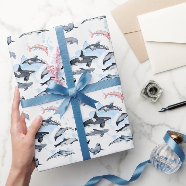 Dolphin temaparty killar vattenfärgen teckning presentpapper (Gifting)