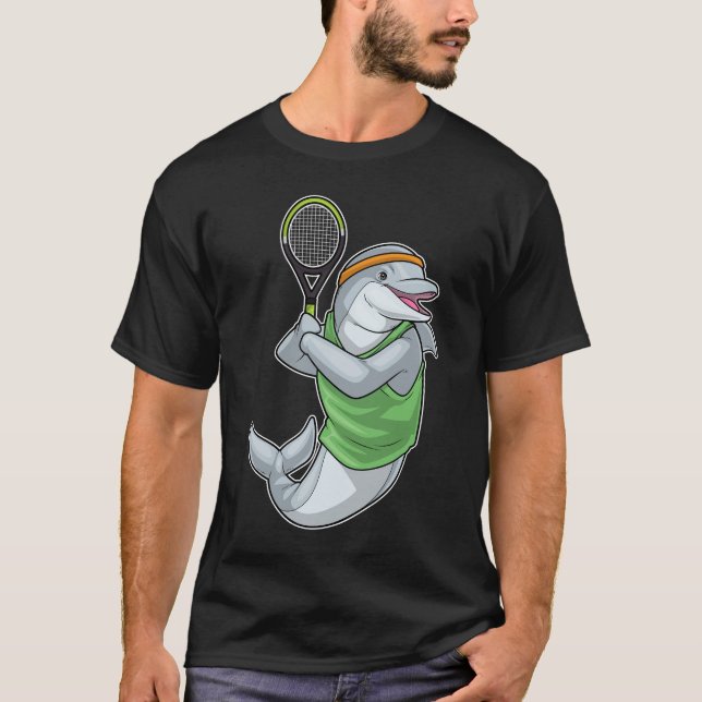 Dolphin Tennis Tennis racket Sports T Shirt (Framsida)