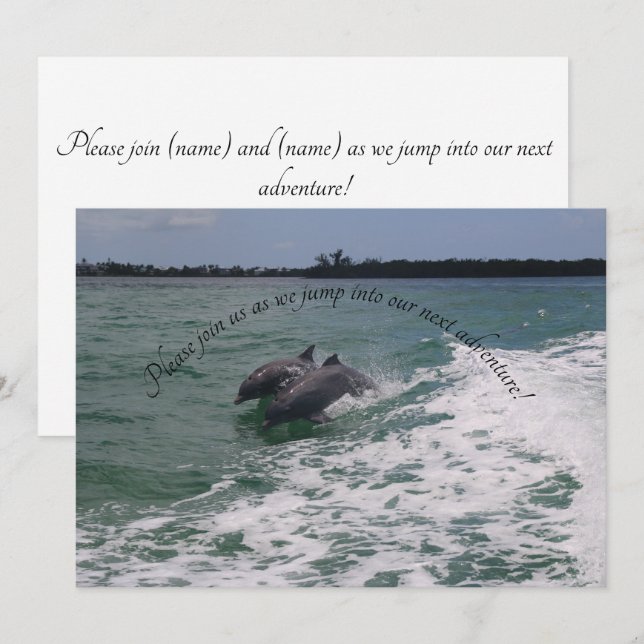 Dolphin themed bröllopsinbjudan inbjudningar (Fram/baksida)