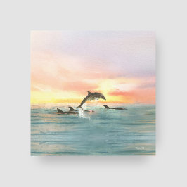Dolphin Tropical Sunset | Vattenfärgskust Canvastryck