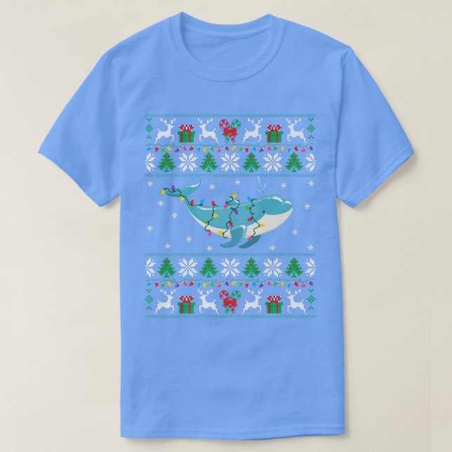 Dolphin Ugly jul Sweater Dolphin Julafton Ljus T Shirt (Design framsida)
