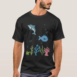 Dolphin Underwater Kids Fish Marine Animals Sea T Shirt