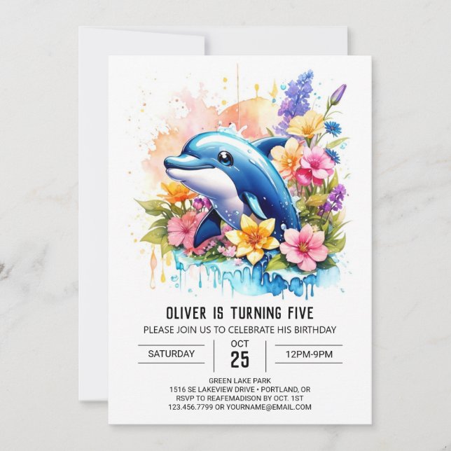 Dolphin Underwater Wonderland Birthday Inbjudningar (Framsida)