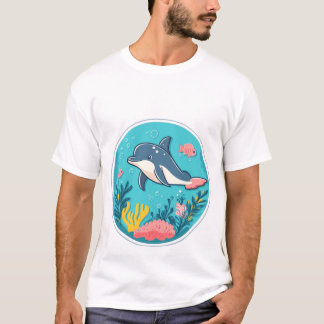 Dolphin Underwater Wonderland | Cute Ocean Illustr T Shirt