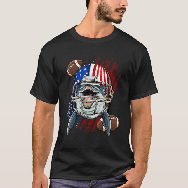Dolphin Us Patriotic Dolp, amerikansk fotbollsspel T Shirt (Framsida)