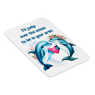 Dolphin Valentine Day Card Magnet