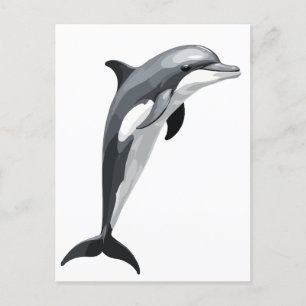 Dolphin Vector Art Illustration med svart vitt Helg Vykort