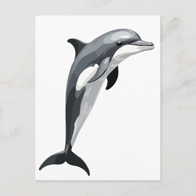 Dolphin Vector Art Illustration med svart vitt Helg Vykort (Framsida)