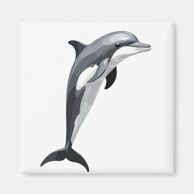 Dolphin Vector Art Illustration med svart vitt Magnet (Framsidan)