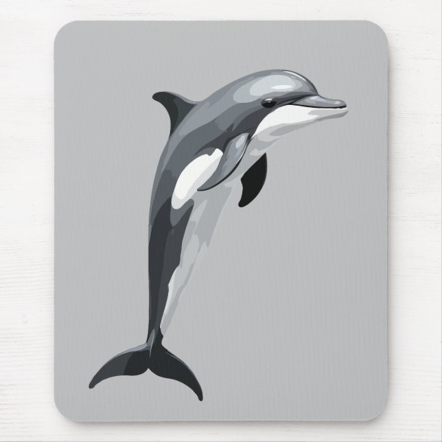 Dolphin Vector Art Illustration med svart vitt Musmatta (Framsidan)