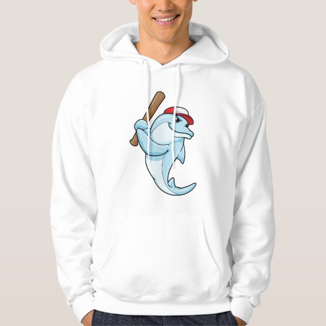 Dolphin vid Baseball som Batsman Hoodie (Framsida)
