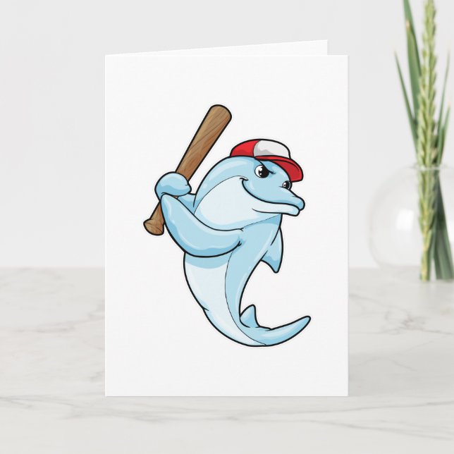 Dolphin vid Baseball som Batsman Kort (Framsida)