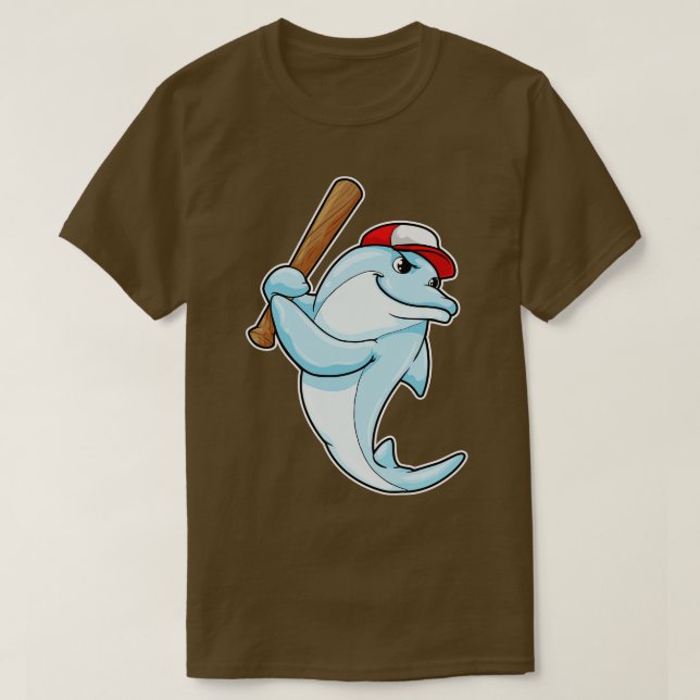 Dolphin vid Baseball som Batsman T Shirt (Design framsida)