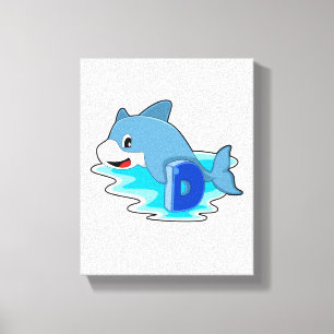 Dolphin vid Swimming med Brev Canvastryck