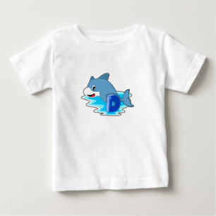 Dolphin vid Swimming med Brev T Shirt