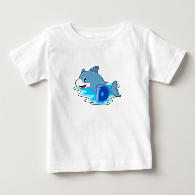 Dolphin vid Swimming med Brev T Shirt (Framsida)