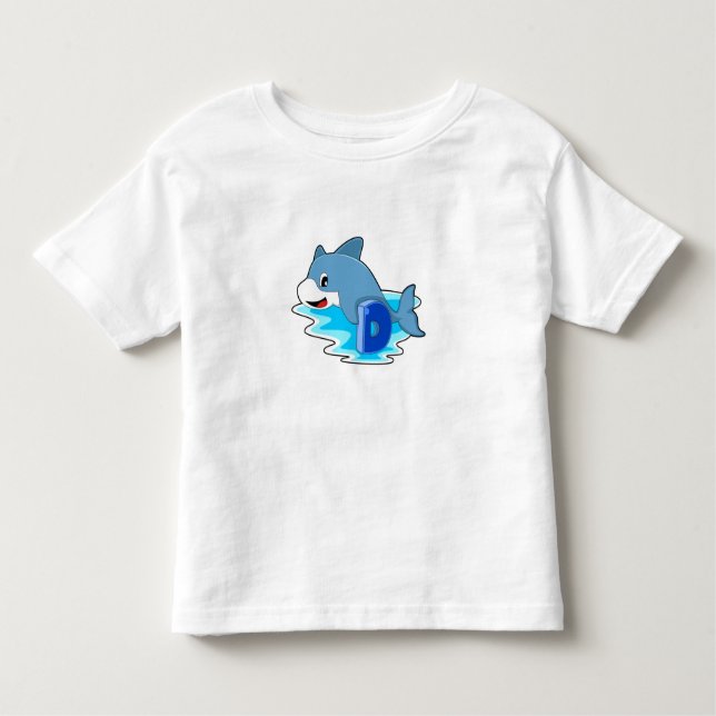 Dolphin vid Swimming med Brev T Shirt (Framsida)