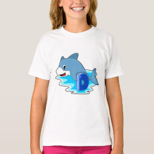 Dolphin vid Swimming med Brev T Shirt