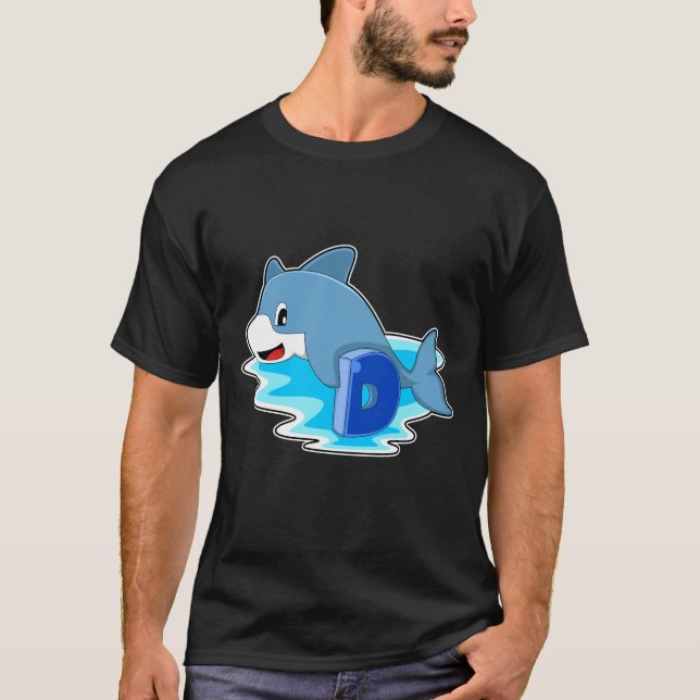 Dolphin vid Swimming med Brev T Shirt (Framsida)