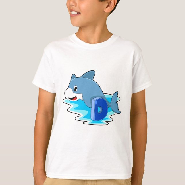 Dolphin vid Swimming med Brev T Shirt (Framsida)