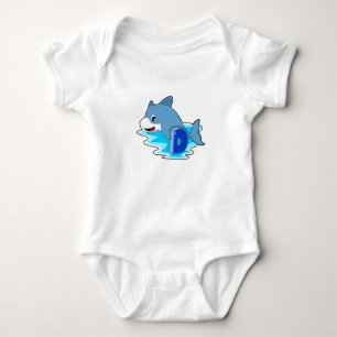 Dolphin vid Swimming med Brev T Shirt
