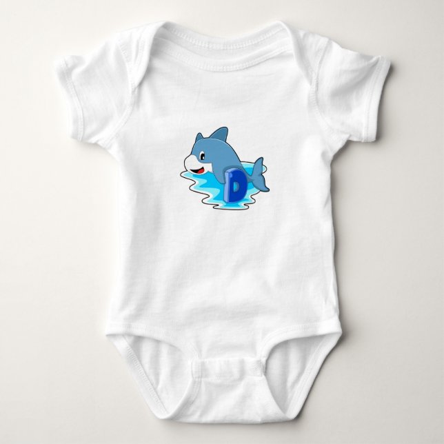 Dolphin vid Swimming med Brev T Shirt (Framsida)