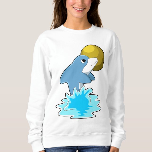 Dolphin vid Swimming med Måne T Shirt (Framsida)