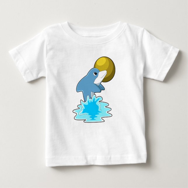 Dolphin vid Swimming med Måne T Shirt (Framsida)