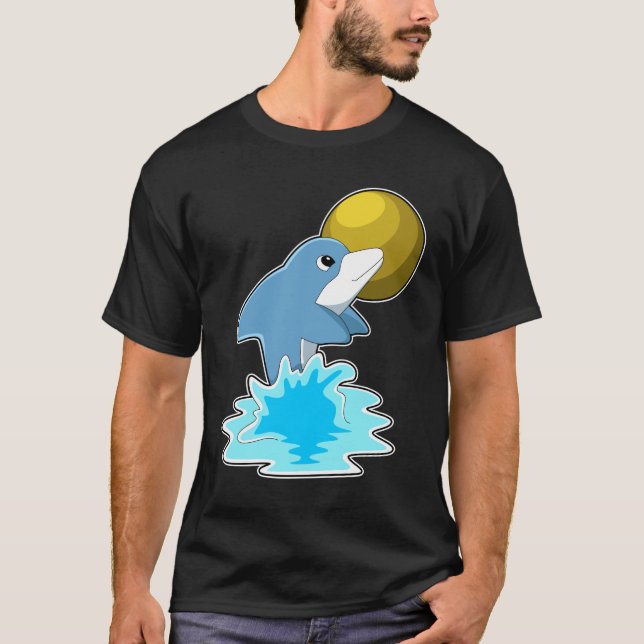 Dolphin vid Swimming med Måne T Shirt (Framsida)
