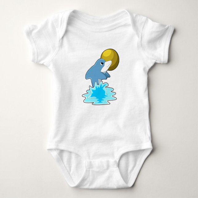 Dolphin vid Swimming med Måne T Shirt (Framsida)