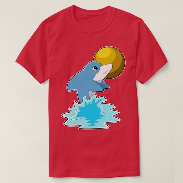 Dolphin vid Swimming med Måne T Shirt (Design framsida)