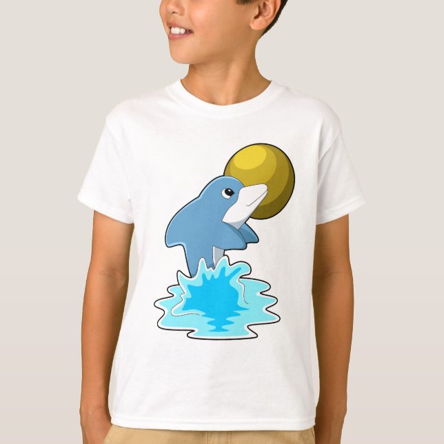 Dolphin vid Swimming med Måne T Shirt (Framsida)