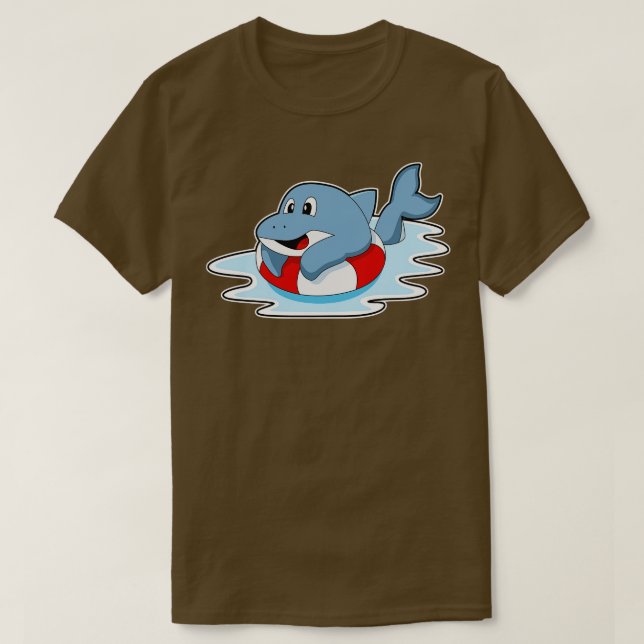 Dolphin vid Swimming med Simma ring T Shirt (Design framsida)