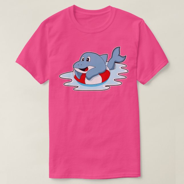 Dolphin vid Swimming med Simma ring T Shirt (Design framsida)